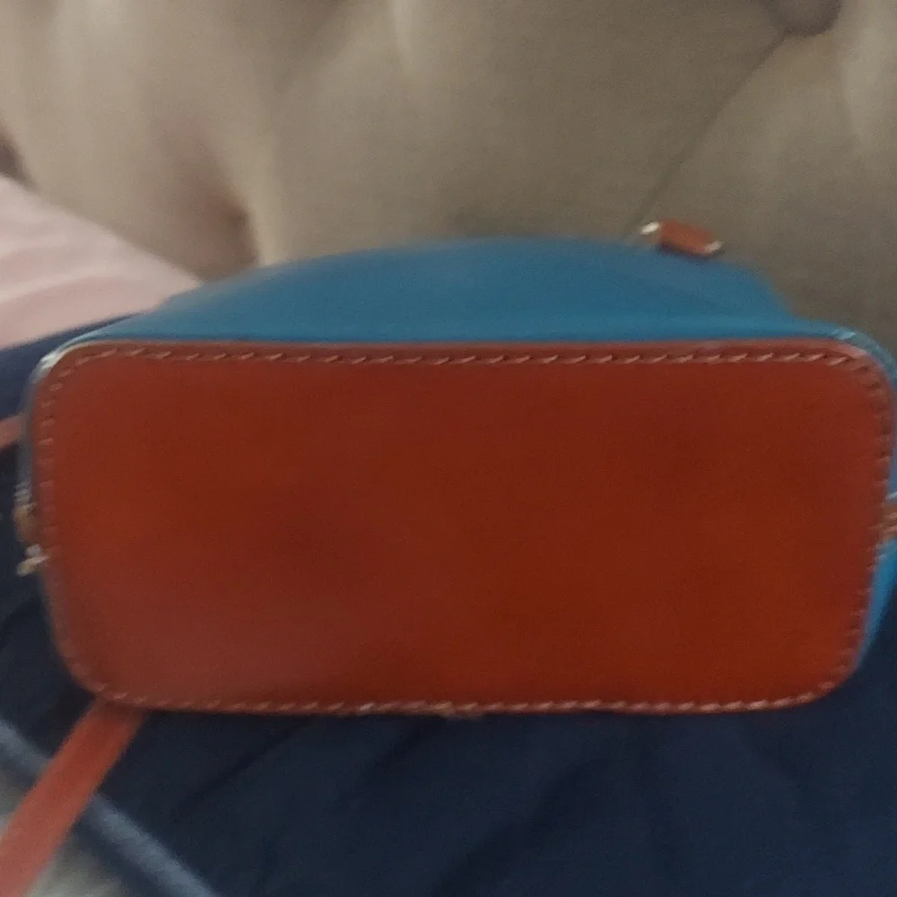 VERA PELLA Italian Leather Blue Mini Cross Body Bag Purse